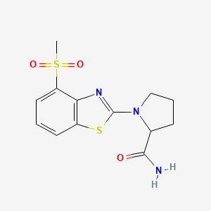 molecular formula C13H15N3O3S2 B6444223 1-(4-methanesulfonyl-1,3-benzothiazol-2-yl)pyrrolidine-2-carboxamide CAS No. 2548976-67-4