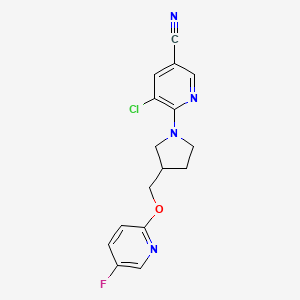 molecular formula C16H14ClFN4O B6444236 5-chloro-6-(3-{[(5-fluoropyridin-2-yl)oxy]methyl}pyrrolidin-1-yl)pyridine-3-carbonitrile CAS No. 2549035-04-1
