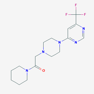 molecular formula C16H22F3N5O B6444237 1-(piperidin-1-yl)-2-{4-[6-(trifluoromethyl)pyrimidin-4-yl]piperazin-1-yl}ethan-1-one CAS No. 2640881-77-0