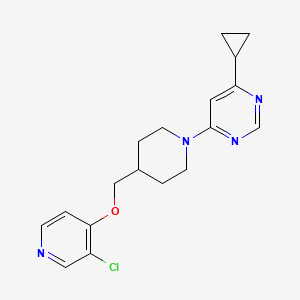 molecular formula C18H21ClN4O B6444251 4-(4-{[(3-chloropyridin-4-yl)oxy]methyl}piperidin-1-yl)-6-cyclopropylpyrimidine CAS No. 2549042-33-1