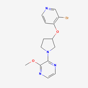 molecular formula C14H15BrN4O2 B6444273 2-{3-[(3-bromopyridin-4-yl)oxy]pyrrolidin-1-yl}-3-methoxypyrazine CAS No. 2549017-38-9