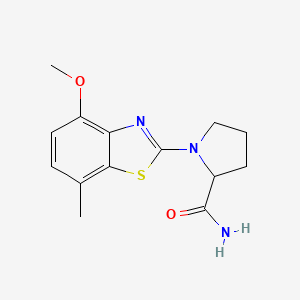 molecular formula C14H17N3O2S B6444411 1-(4-methoxy-7-methyl-1,3-benzothiazol-2-yl)pyrrolidine-2-carboxamide CAS No. 2548978-99-8