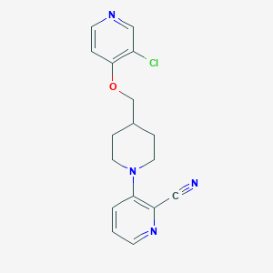 molecular formula C17H17ClN4O B6444422 3-(4-{[(3-chloropyridin-4-yl)oxy]methyl}piperidin-1-yl)pyridine-2-carbonitrile CAS No. 2640957-99-7
