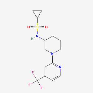 molecular formula C14H18F3N3O2S B6444433 N-{1-[4-(trifluoromethyl)pyridin-2-yl]piperidin-3-yl}cyclopropanesulfonamide CAS No. 2549014-87-9
