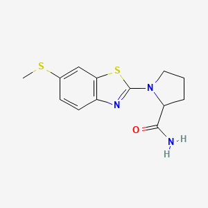 molecular formula C13H15N3OS2 B6444504 1-[6-(methylsulfanyl)-1,3-benzothiazol-2-yl]pyrrolidine-2-carboxamide CAS No. 2548977-84-8