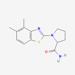 molecular formula C14H17N3OS B6444590 1-(4,5-dimethyl-1,3-benzothiazol-2-yl)pyrrolidine-2-carboxamide CAS No. 2548975-09-1