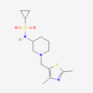 molecular formula C14H23N3O2S2 B6444592 N-{1-[(2,4-dimethyl-1,3-thiazol-5-yl)methyl]piperidin-3-yl}cyclopropanesulfonamide CAS No. 2640964-05-0