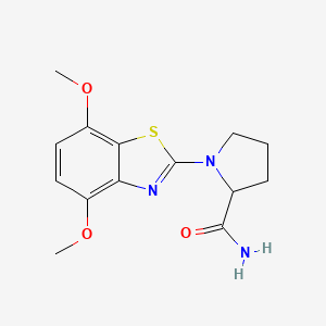 molecular formula C14H17N3O3S B6444654 1-(4,7-dimethoxy-1,3-benzothiazol-2-yl)pyrrolidine-2-carboxamide CAS No. 2548975-91-1
