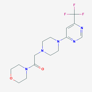 molecular formula C15H20F3N5O2 B6444677 1-(morpholin-4-yl)-2-{4-[6-(trifluoromethyl)pyrimidin-4-yl]piperazin-1-yl}ethan-1-one CAS No. 2640957-44-2