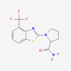 molecular formula C13H12F3N3OS B6444683 1-[4-(trifluoromethyl)-1,3-benzothiazol-2-yl]pyrrolidine-2-carboxamide CAS No. 2548981-10-6