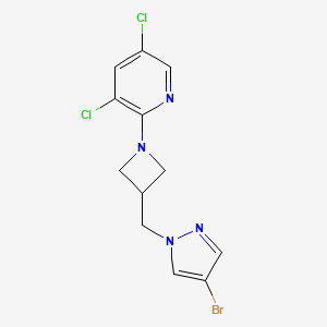 molecular formula C12H11BrCl2N4 B6444688 2-{3-[(4-bromo-1H-pyrazol-1-yl)methyl]azetidin-1-yl}-3,5-dichloropyridine CAS No. 2548987-88-6
