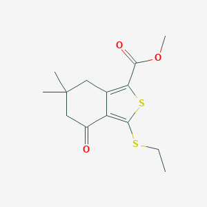 molecular formula C14H18O3S2 B064447 甲基3-(乙硫基)-6,6-二甲基-4-氧代-4,5,6,7-四氢苯并[c]噻吩-1-羧酸酯 CAS No. 172516-42-6