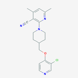 molecular formula C19H21ClN4O B6444707 2-(4-{[(3-chloropyridin-4-yl)oxy]methyl}piperidin-1-yl)-4,6-dimethylpyridine-3-carbonitrile CAS No. 2640976-44-7