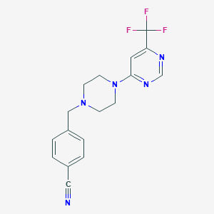 molecular formula C17H16F3N5 B6444731 4-({4-[6-(trifluoromethyl)pyrimidin-4-yl]piperazin-1-yl}methyl)benzonitrile CAS No. 2549062-73-7