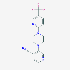 molecular formula C16H14F3N5 B6444747 3-{4-[5-(trifluoromethyl)pyridin-2-yl]piperazin-1-yl}pyridine-4-carbonitrile CAS No. 2640830-36-8