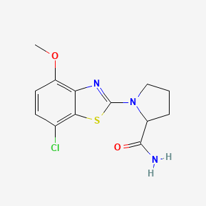 molecular formula C13H14ClN3O2S B6444762 1-(7-chloro-4-methoxy-1,3-benzothiazol-2-yl)pyrrolidine-2-carboxamide CAS No. 2640818-60-4
