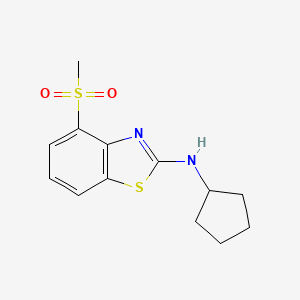 molecular formula C13H16N2O2S2 B6444768 N-cyclopentyl-4-methanesulfonyl-1,3-benzothiazol-2-amine CAS No. 2640970-64-3