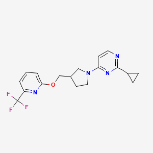 molecular formula C18H19F3N4O B6444778 2-cyclopropyl-4-[3-({[6-(trifluoromethyl)pyridin-2-yl]oxy}methyl)pyrrolidin-1-yl]pyrimidine CAS No. 2549001-57-0