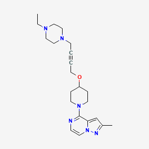 molecular formula C22H32N6O B6444779 1-ethyl-4-{4-[(1-{2-methylpyrazolo[1,5-a]pyrazin-4-yl}piperidin-4-yl)oxy]but-2-yn-1-yl}piperazine CAS No. 2549001-69-4