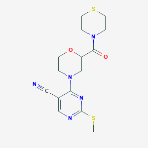 molecular formula C15H19N5O2S2 B6444827 2-(methylsulfanyl)-4-[2-(thiomorpholine-4-carbonyl)morpholin-4-yl]pyrimidine-5-carbonitrile CAS No. 2640873-74-9