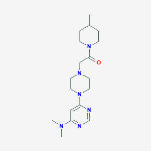molecular formula C18H30N6O B6444938 2-{4-[6-(dimethylamino)pyrimidin-4-yl]piperazin-1-yl}-1-(4-methylpiperidin-1-yl)ethan-1-one CAS No. 2640822-63-3