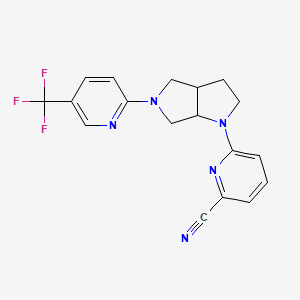 molecular formula C18H16F3N5 B6444969 6-{5-[5-(trifluoromethyl)pyridin-2-yl]-octahydropyrrolo[3,4-b]pyrrol-1-yl}pyridine-2-carbonitrile CAS No. 2548987-32-0