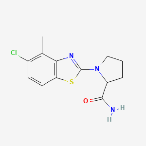 molecular formula C13H14ClN3OS B6444973 1-(5-chloro-4-methyl-1,3-benzothiazol-2-yl)pyrrolidine-2-carboxamide CAS No. 2548978-61-4
