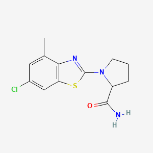 molecular formula C13H14ClN3OS B6444990 1-(6-chloro-4-methyl-1,3-benzothiazol-2-yl)pyrrolidine-2-carboxamide CAS No. 2548979-10-6