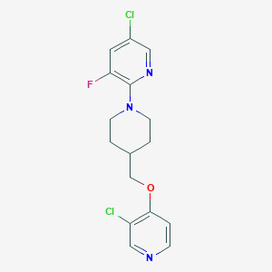 molecular formula C16H16Cl2FN3O B6444998 5-chloro-2-(4-{[(3-chloropyridin-4-yl)oxy]methyl}piperidin-1-yl)-3-fluoropyridine CAS No. 2640865-56-9