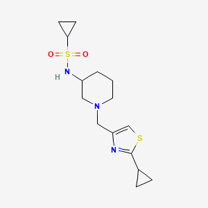 molecular formula C15H23N3O2S2 B6445005 N-{1-[(2-cyclopropyl-1,3-thiazol-4-yl)methyl]piperidin-3-yl}cyclopropanesulfonamide CAS No. 2640845-65-2