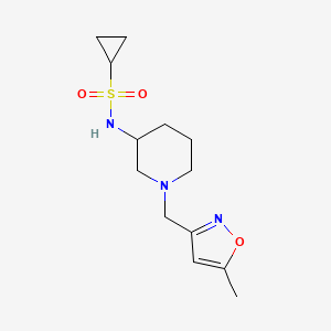 molecular formula C13H21N3O3S B6445010 N-{1-[(5-methyl-1,2-oxazol-3-yl)methyl]piperidin-3-yl}cyclopropanesulfonamide CAS No. 2640845-67-4