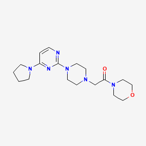 molecular formula C18H28N6O2 B6445046 1-(morpholin-4-yl)-2-{4-[4-(pyrrolidin-1-yl)pyrimidin-2-yl]piperazin-1-yl}ethan-1-one CAS No. 2640879-18-9