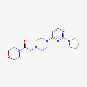 molecular formula C18H28N6O2 B6445053 1-(morpholin-4-yl)-2-{4-[2-(pyrrolidin-1-yl)pyrimidin-4-yl]piperazin-1-yl}ethan-1-one CAS No. 2640879-26-9