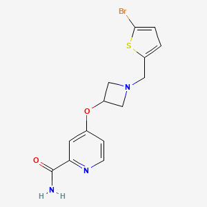 molecular formula C14H14BrN3O2S B6445096 4-({1-[(5-bromothiophen-2-yl)methyl]azetidin-3-yl}oxy)pyridine-2-carboxamide CAS No. 2640835-27-2