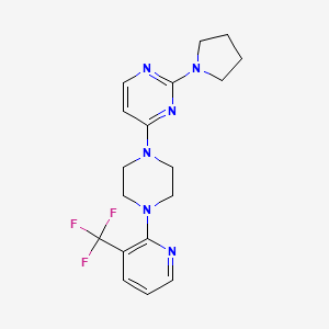 molecular formula C18H21F3N6 B6445115 2-(pyrrolidin-1-yl)-4-{4-[3-(trifluoromethyl)pyridin-2-yl]piperazin-1-yl}pyrimidine CAS No. 2549052-55-1