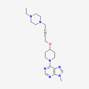 molecular formula C21H31N7O B6445138 6-(4-{[4-(4-ethylpiperazin-1-yl)but-2-yn-1-yl]oxy}piperidin-1-yl)-9-methyl-9H-purine CAS No. 2548984-32-1