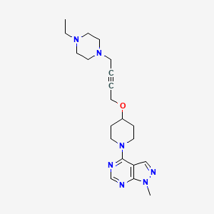 molecular formula C21H31N7O B6445146 1-ethyl-4-{4-[(1-{1-methyl-1H-pyrazolo[3,4-d]pyrimidin-4-yl}piperidin-4-yl)oxy]but-2-yn-1-yl}piperazine CAS No. 2549065-91-8