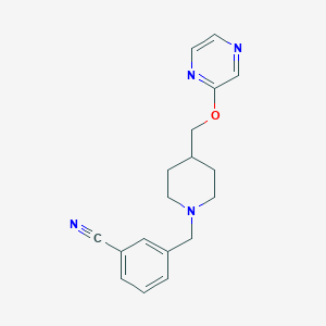 molecular formula C18H20N4O B6445225 3-({4-[(pyrazin-2-yloxy)methyl]piperidin-1-yl}methyl)benzonitrile CAS No. 2548982-57-4