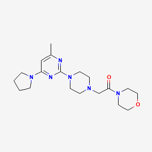 molecular formula C19H30N6O2 B6445228 2-{4-[4-methyl-6-(pyrrolidin-1-yl)pyrimidin-2-yl]piperazin-1-yl}-1-(morpholin-4-yl)ethan-1-one CAS No. 2640976-26-5