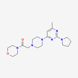 molecular formula C19H30N6O2 B6445239 2-{4-[6-methyl-2-(pyrrolidin-1-yl)pyrimidin-4-yl]piperazin-1-yl}-1-(morpholin-4-yl)ethan-1-one CAS No. 2640818-41-1