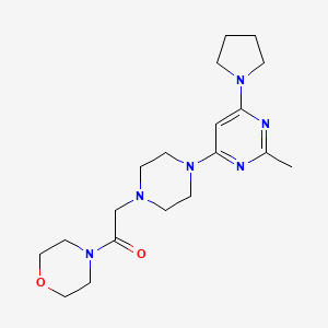 molecular formula C19H30N6O2 B6445243 2-{4-[2-methyl-6-(pyrrolidin-1-yl)pyrimidin-4-yl]piperazin-1-yl}-1-(morpholin-4-yl)ethan-1-one CAS No. 2640885-06-7