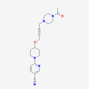 molecular formula C21H27N5O2 B6445284 6-(4-{[4-(4-acetylpiperazin-1-yl)but-2-yn-1-yl]oxy}piperidin-1-yl)pyridine-3-carbonitrile CAS No. 2640967-89-9