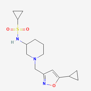 molecular formula C15H23N3O3S B6445288 N-{1-[(5-cyclopropyl-1,2-oxazol-3-yl)methyl]piperidin-3-yl}cyclopropanesulfonamide CAS No. 2640954-73-8