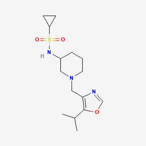 molecular formula C15H25N3O3S B6445296 N-(1-{[5-(propan-2-yl)-1,3-oxazol-4-yl]methyl}piperidin-3-yl)cyclopropanesulfonamide CAS No. 2640873-62-5