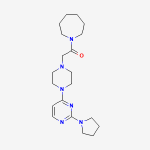 molecular formula C20H32N6O B6445324 1-(azepan-1-yl)-2-{4-[2-(pyrrolidin-1-yl)pyrimidin-4-yl]piperazin-1-yl}ethan-1-one CAS No. 2640970-34-7