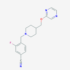 molecular formula C18H19FN4O B6445343 3-fluoro-4-({4-[(pyrazin-2-yloxy)methyl]piperidin-1-yl}methyl)benzonitrile CAS No. 2549034-93-5