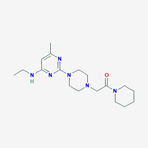 molecular formula C18H30N6O B6445443 2-{4-[4-(ethylamino)-6-methylpyrimidin-2-yl]piperazin-1-yl}-1-(piperidin-1-yl)ethan-1-one CAS No. 2640957-56-6