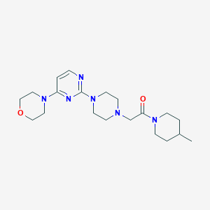 molecular formula C20H32N6O2 B6445452 1-(4-methylpiperidin-1-yl)-2-{4-[4-(morpholin-4-yl)pyrimidin-2-yl]piperazin-1-yl}ethan-1-one CAS No. 2640878-05-1
