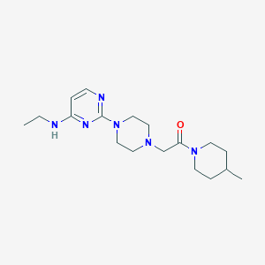 molecular formula C18H30N6O B6445463 2-{4-[4-(ethylamino)pyrimidin-2-yl]piperazin-1-yl}-1-(4-methylpiperidin-1-yl)ethan-1-one CAS No. 2640977-53-1