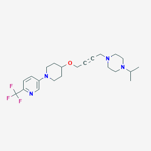 molecular formula C22H31F3N4O B6445514 1-(propan-2-yl)-4-[4-({1-[6-(trifluoromethyl)pyridin-3-yl]piperidin-4-yl}oxy)but-2-yn-1-yl]piperazine CAS No. 2549016-20-6